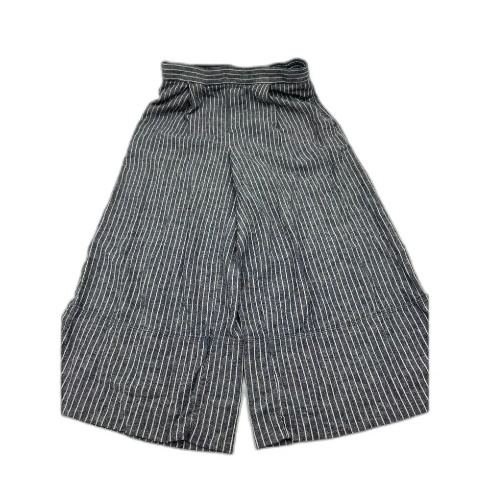 Banana Republic Linen Blend Pants for Women Size S Mid Rise Wide Leg Striped EUC